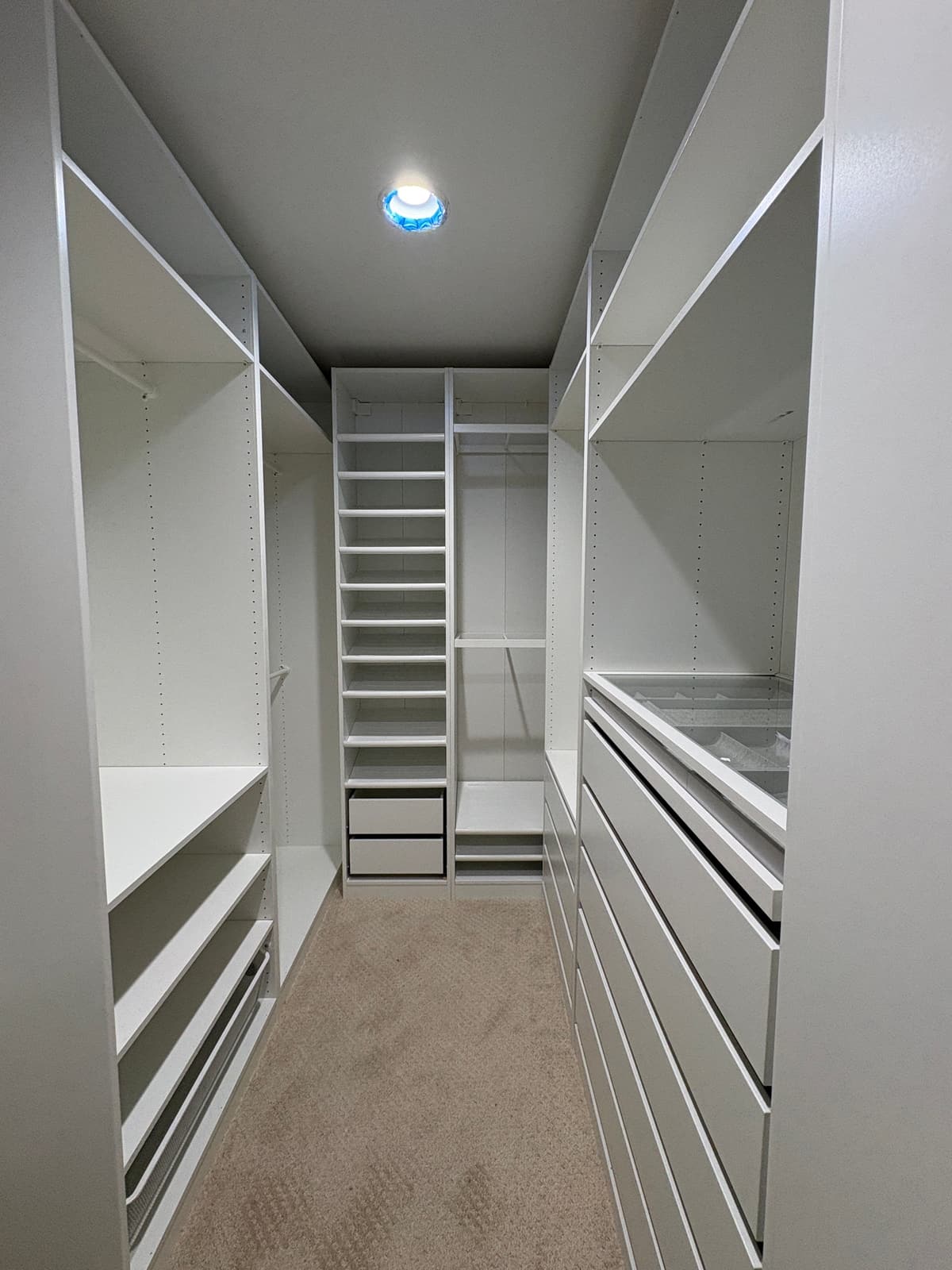 Custom White Closet System Assembly